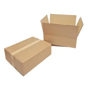 Strong Double Wall Cardboard Boxes 16.5" x 14" x 4" 19 Litres Storage Packing Moving House Sturdy Shipping Boxes (Pack of 50)