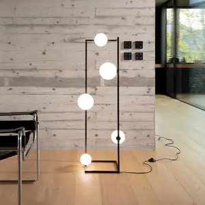 Luminosa ANGOLO 5 Light Floor Lamp Black, In-Built Switch