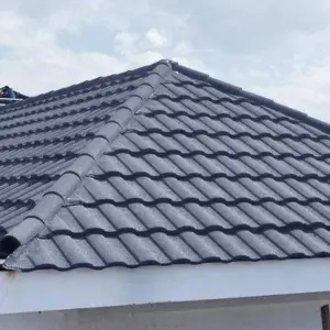 Ink Grey Galvanised Zinc Tiles on Roof Ridge, Stone Coated Asphalt Roof Shingle, 10 Pcs