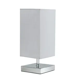 ValueLights Yuko Modern Polished Chrome Touch Table Lamp with Grey Shade