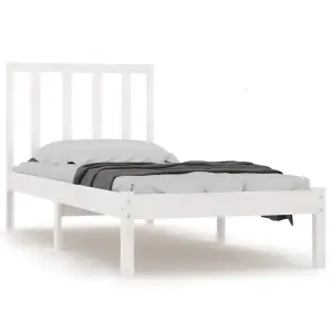 Berkfield Bed Frame White Solid Wood Pine 90x200 cm