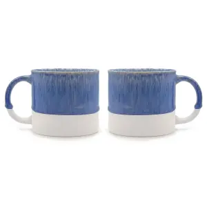 Scandi Home Set of 2 480ml Terra Fusion Cobalt Reactive Glazed Ceramic Mugs