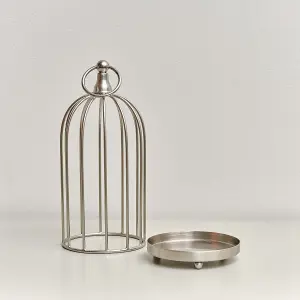 Melody Maison Silver Metal Birdcage Candle Holder - 24cm