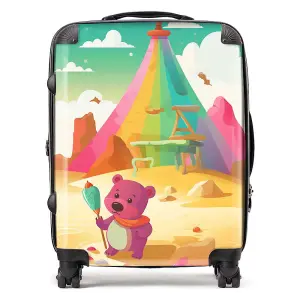 Purple Bear On A Beach Holiday Suitcase - Large