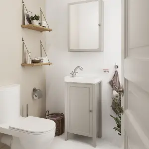 GoodHome Perma Satin Grey Non illuminated Wall-mounted Mirrored door Bathroom Cabinet (W)500mm (H)700mm