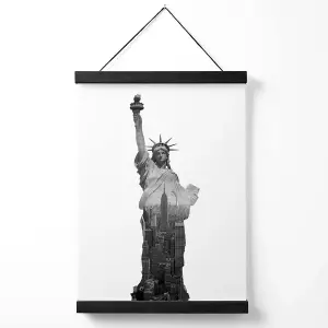 Abstract Statue of Liberty New York Black and White Photo Medium Poster with Black Hanger