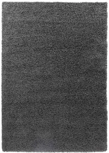 Serdim Rugs Plain Living Room Shaggy Area Rugs Dark Grey 200x290 cm