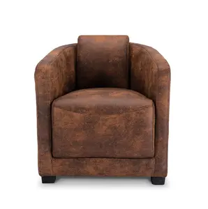 Faux Leather Suede Brown Aviator Tub Chair