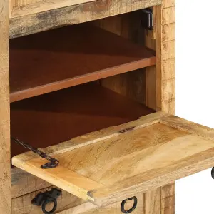 Berkfield 4-Layer Shoe Cabinet with Drawer Solid Rough Mango Wood