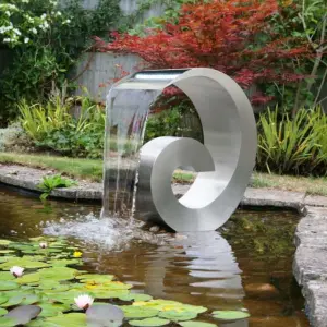 Atlantis Cascading Stainless Steel Water Feature with Lights 65cm