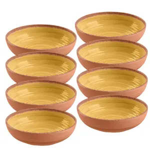 Purely Home Rustic Swirl Yellow Melamine Bowls - Set of 8