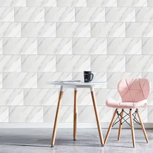 Marble Tile Stickers, Adhesive Wall Decal Art for Kitchen Bathroom Backsplash Home Decor H 60 x W 30 cm