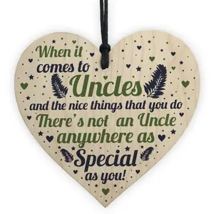 Red Ocean Handmade Uncle Birthday Gifts Presents Wooden Heart Plaque Keepsake Christmas Uncle Gifts