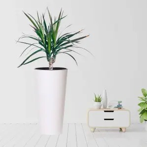 Planter Plant Pot Flowerpot Tubus Outdoor Garden Balcony Indoor Modern Tall White 47.6cm