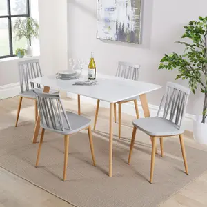 Home Source Fleur Table and 4 Grey Lucy Chairs