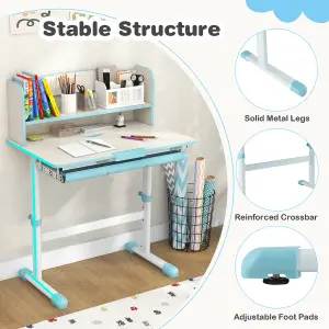 Costway Kids Study Desk Height Adjustable Children Writing Table w/ Tilt Desktop