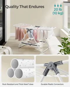 SONGMICS Small Laundry Airer, Foldable 2-Level Clothes Drying Rack, Space-Saving, Metal Structure, For Small Clothes, Bathroom,