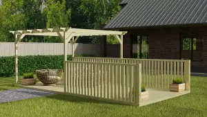 Rectangular pergola and decking kit with balustrade V.11, 4.2m x 4.8m