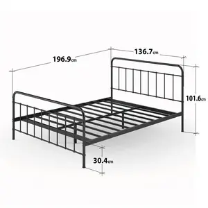 Farnham Farmhouse Metal Bed Frame with Headboard Double (4'6)