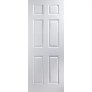 Jeld-Wen 6 panel Solid core Unglazed Contemporary White Woodgrain effect Internal Door, (H)1981mm (W)762mm (T)35mm