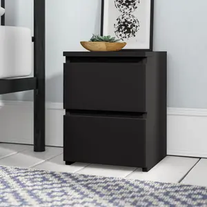 Delancey 2 Drawer Bedside Table Black