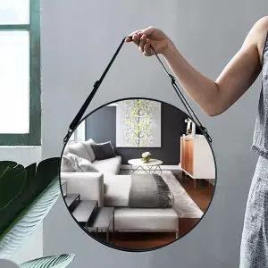 Black Wall Mounted Framed Bathroom Mirror Round Mirror Vanity Mirror Dia 70 cm