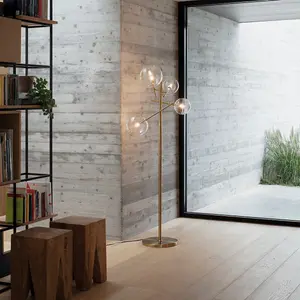 Luminosa EQUINOXE 4 Light Multi Arm Floor Lamp Brass