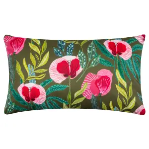 Wylder Nature House of Bloom Poppy Rectangular UV & Water Resistant Outdoor Polyester Filled Cushion