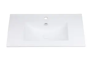 Bathroom Basin Sink 800mm 80cm White Cloakroom Ceramic Inset Single Bowl UP