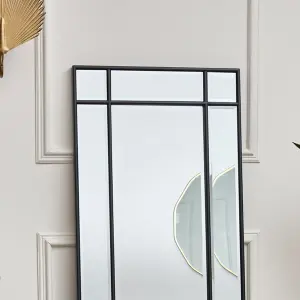 Melody Maison Black Framed Art Deco Wall / Leaner Mirror 142 cm x 54 cm