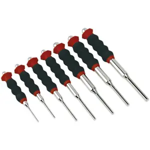 Premium 7 Piece Parallel Pin Punch Set with Foam Grip and Chrome Finish