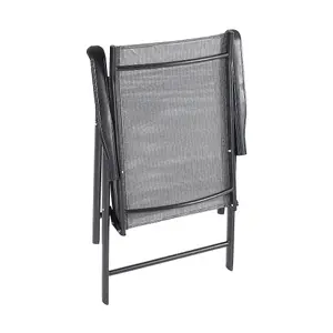 Set of 4 Black Metallic Frame and Fabric Foldable Outdoor Chairs