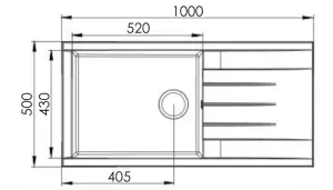 Liquida CU10BL 1.0 Bowl Composite Reversible Inset Black Kitchen Sink With Waste