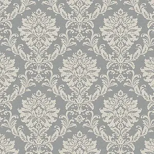 GoodHome Mire Grey Woven effect Damask Textured Wallpaper