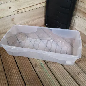 8 x 42L Clear Under Bed Storage Box with Black Lid, Stackable and Nestable Design Storage Solution