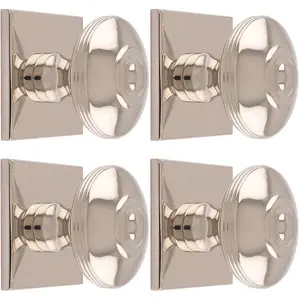 4 PACK - 38mm Round Cabinet Door Knob & 40x40mm Matching Backplate Polished Nickel Handle