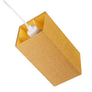 Modern and Stylish Textured Ochre Linen Fabric Tall Rectangular 25cm Lampshade