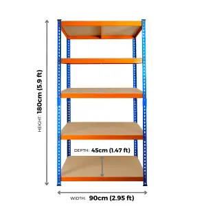 2 Bays of 5 Tier Extra Heavy Duty Storage Racking 1800h x 900w x 450d mm 300kg