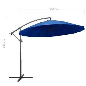 Berkfield Hanging Parasol Blue 3 m Aluminium Pole