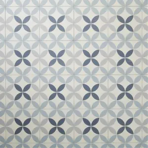 Colours Hydrolic Blue Matt Circle Porcelain Wall & floor Tile Sample