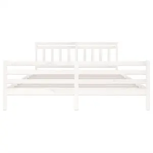 Berkfield Bed Frame White Solid Wood 200x200 cm