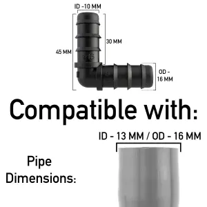 Automatic watering connector - fitting: 13mm elbow (pack of 5), barbed connector for 13/16mm irrigation pipe