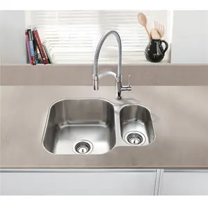 Liquida K1001SS 1.5 Bowl Reversible Undermount Stainless Steel Kitchen Sink