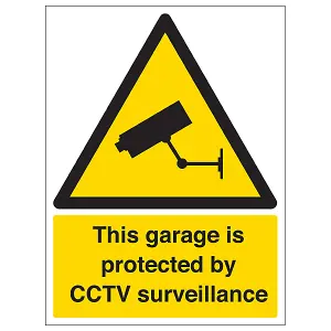 Garage Protected CCTV Security Sign - Adhesive Vinyl - 300x400mm (x3)