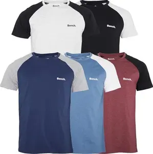 Bench Mens Trova Five Pack T-Shirts Black/Navy/Burgundy Marl/Denim Marl/Ecru Marl - Size S