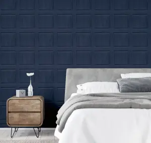 Arthouse Washed Panel Navy Wallpaper