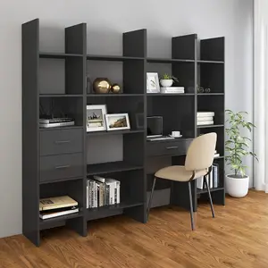 Berkfield Book Cabinet High Gloss Grey 60x35x180 cm Engineered Wood