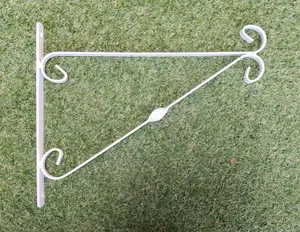 White Hanging Basket Bracket 14 Inch 35cm Metal Flower Basket Fence Hanger