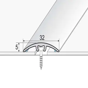 A66 32mm Aluminium Wood Effect Door Threshold Strip - Hickory, 0.93m