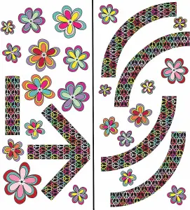 Wallpops Large Self-Adhesive Floral Peace Sign Bedroom Wall Art Stickers